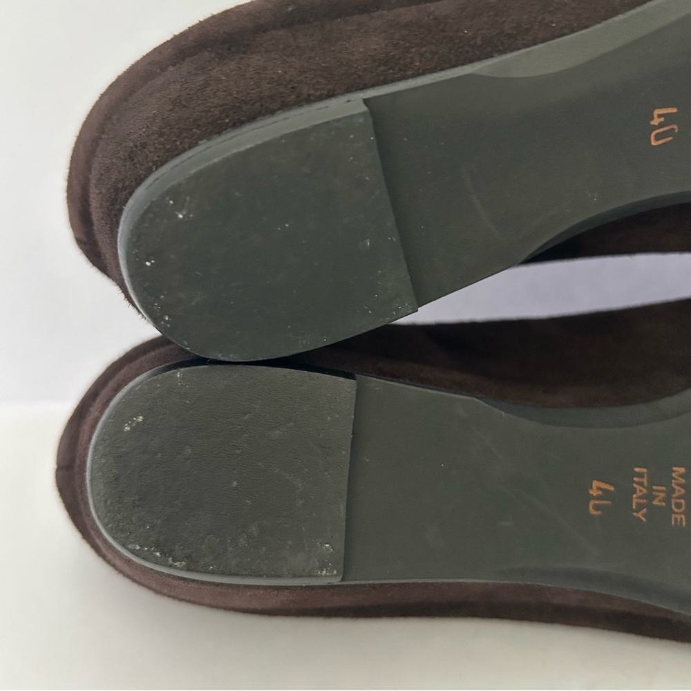 Brown Suede Pom Pom Ballet Flats Italy NEW Shoe Mini Wedge Fall Size EU 40 US 9 - Picture 3 of 10